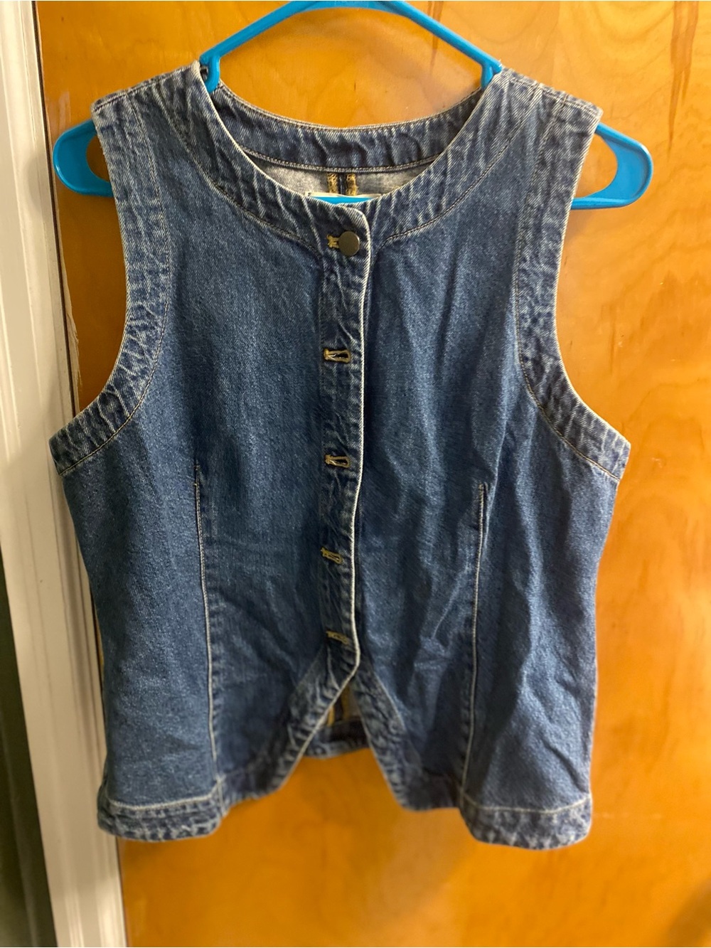 Madewell Blue Denim Sleeveless Button-Front Top
